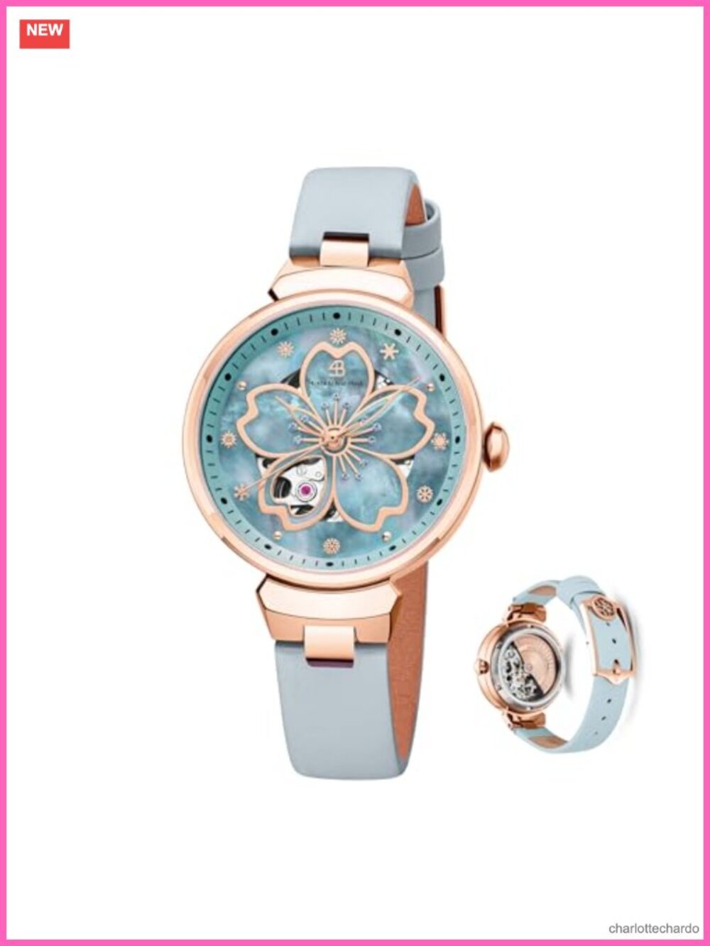 Automatic Watch Sapphire Crystal Leather Strap 36mm Water Resistant